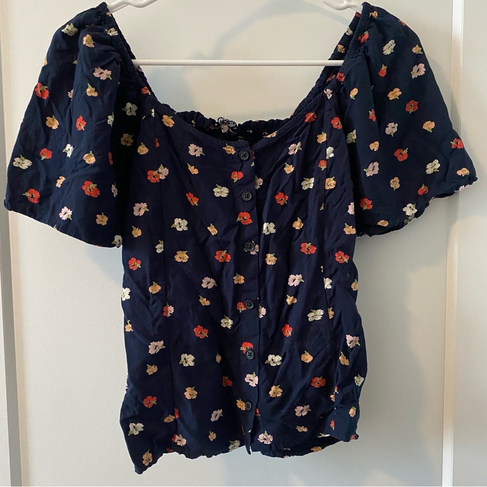 Madewell Navy Floral Blouse